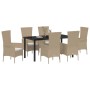 Conjunto de Comedor de Jardín 7 pcs Beige ratán sintético