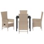 Conjunto de Comedor de Jardín 5 pcs Beige ratán sintético