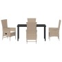 Conjunto de Comedor de Jardín 5 pcs Beige ratán sintético