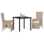 Conjunto de Comedor de Jardín 3 pcs Beige ratán sintético