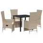 Conjunto de Comedor de Jardín 5 pcs Beige ratán sintético