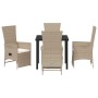 Conjunto de Comedor de Jardín 5 pcs Beige ratán sintético