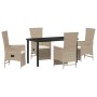 Conjunto de Comedor de Jardín 5 pcs Beige ratán sintético