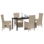 Conjunto de Comedor de Jardín 5 pcs Beige ratán sintético