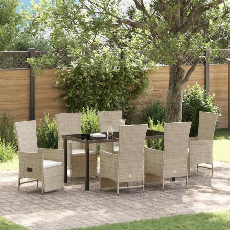 Conjunto de Comedor de Jardín 7 pcs Beige ratán sintético