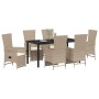Conjunto de Comedor de Jardín 7 pcs Beige ratán sintético