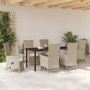Conjunto de Comedor de Jardín 7 pcs Beige ratán sintético