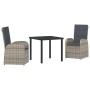 Conjunto de Comedor de Jardín 3 pcs Gris ratán sintético