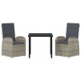 Conjunto de Comedor de Jardín 3 pcs Gris ratán sintético