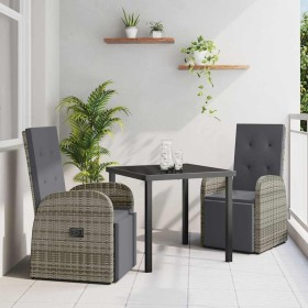 Conjunto de Comedor de Jardín 3 pcs Gris ratán sintético