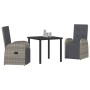 Conjunto de Comedor de Jardín 3 pcs Gris ratán sintético