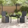 Conjunto de Comedor de Jardín 3 pcs Gris ratán sintético