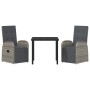 Conjunto de Comedor de Jardín 3 pcs Gris ratán sintético