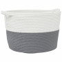 Cesta para ropa sucia algodón gris y blanco Ø60x36 cm