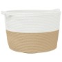 Cesta para ropa sucia algodón beige y blanco Ø60x36 cm