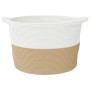 Cesta para ropa sucia algodón beige y blanco Ø60x36 cm
