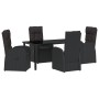 Conjunto de Comedor de Jardín 5 pcs Negro ratán sintético