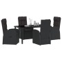 Conjunto de Comedor de Jardín 5 pcs Negro ratán sintético