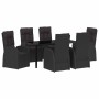 Conjunto de Comedor de Jardín 7 pcs Negro ratán sintético