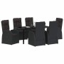 Conjunto de Comedor de Jardín 7 pcs Negro ratán sintético