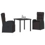 Conjunto de Comedor de Jardín 3 pcs Negro ratán sintético