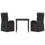 Conjunto de Comedor de Jardín 3 pcs Negro ratán sintético