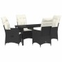 Conjunto de Comedor de Jardín con cojín 5 pcs Negro Poliratán