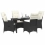 Conjunto de Comedor de Jardín con cojín 5 pcs Negro Poliratán