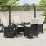 Conjunto de Comedor de Jardín con cojín 5 pcs Negro Poliratán