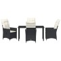 Conjunto de Comedor de Jardín con cojín 5 pcs Negro Poliratán