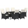 Conjunto de Comedor de Jardín con cojín 7 pcs Negro Poliratán