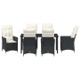 Conjunto de Comedor de Jardín con cojín 7 pcs Negro Poliratán