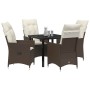 Conjunto de Comedor de Jardín con cojín 5 pcs Marrón Poliratán