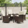Conjunto de Comedor de Jardín con cojín 5 pcs Marrón Poliratán