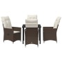 Conjunto de Comedor de Jardín con cojín 5 pcs Marrón Poliratán