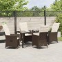 Conjunto de Comedor de Jardín con cojín 5 pcs Marrón Poliratán