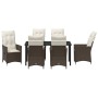 Conjunto de Comedor de Jardín con cojín 7 pcs Marrón Poliratán
