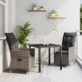 Conjunto de Comedor de Jardín con cojín 3 pcs Gris Poliratán