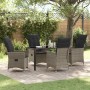 Conjunto de Comedor de Jardín con cojín 5 pcs Gris Poliratán