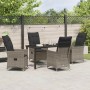 Conjunto de Comedor de Jardín con cojín 5 pcs Gris Poliratán