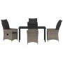 Conjunto de Comedor de Jardín con cojín 5 pcs Gris Poliratán