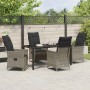 Conjunto de Comedor de Jardín con cojín 5 pcs Gris Poliratán