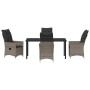 Conjunto de Comedor de Jardín con cojín 5 pcs Gris Poliratán