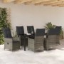 Conjunto de Comedor de Jardín con cojín 7 pcs Gris Poliratán