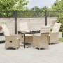 Conjunto de Comedor de Jardín con cojín 5 pcs Beige Poliratán