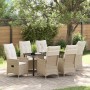 Conjunto de Comedor de Jardín con cojín 7 pcs Beige Poliratán
