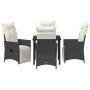 Conjunto de Comedor de Jardín con cojín 5 pcs Negro Poliratán