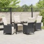 Conjunto de Comedor de Jardín con cojín 5 pcs Negro Poliratán