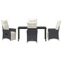 Conjunto de Comedor de Jardín con cojín 5 pcs Negro Poliratán