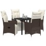 Conjunto de Comedor de Jardín con cojín 5 pcs Marrón Poliratán